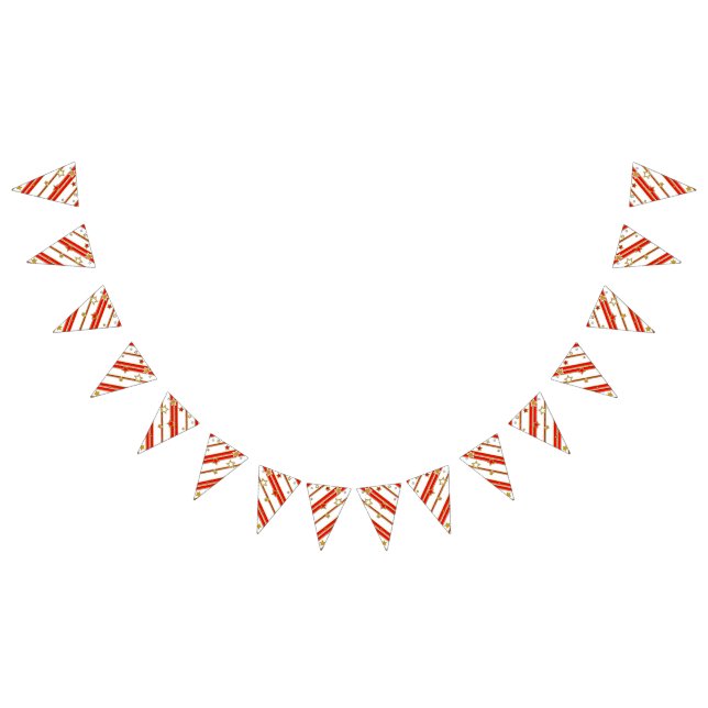 Stars And Stripes - Red Gold White Pattern 1 Bunting Flags (All)