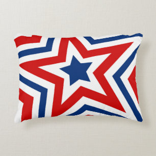 Stars and Stripes Red, White and Blue Colourful Accent Pillow