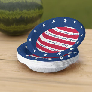 Stars and Stripes Red White and Blue Patriotic Paper Plate