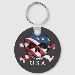 Stars and Stripes Skull Keychain