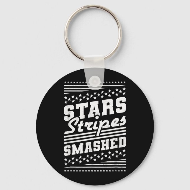 Stars and Stripes Smashed Independence Day Keychain (Front)