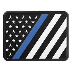 Stars and Stripes Thin Blue Line Trailer Hitch Cover
