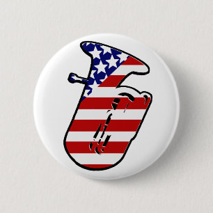 Stars and Stripes Tuba 2 Inch Round Button