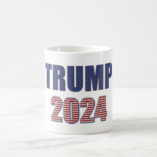 Stars and Stripes Typography Trump 2024 Coffee Mug