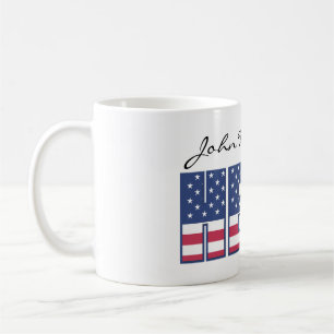 Stars and Stripes USA American Hero Add Name Coffee Mug