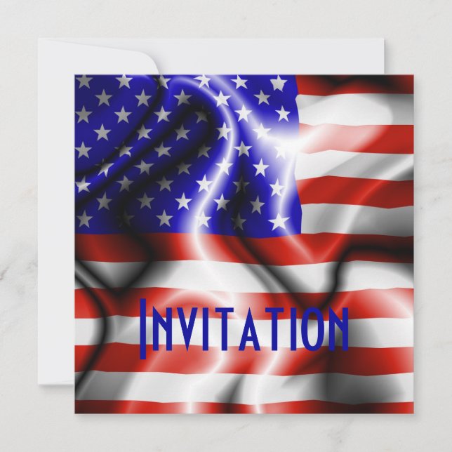 Stars and Stripes USA Flag invitation card (Front)