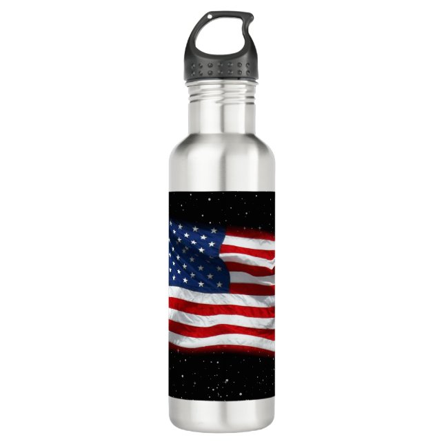 Stars and Stripes USA Patriotic American Flag 710 Ml Water Bottle (Front)