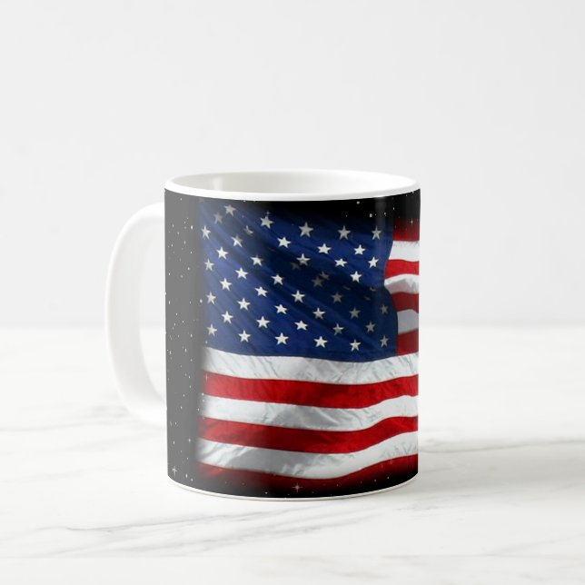 Stars and Stripes USA Patriotic American Flag Coffee Mug (Front Left)