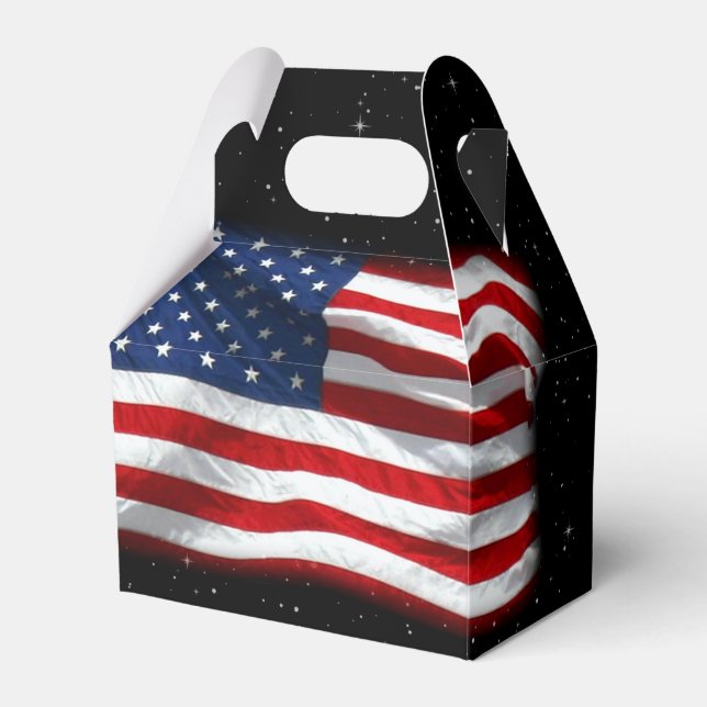 Stars and Stripes USA Patriotic American Flag Favor Box (Front Side)