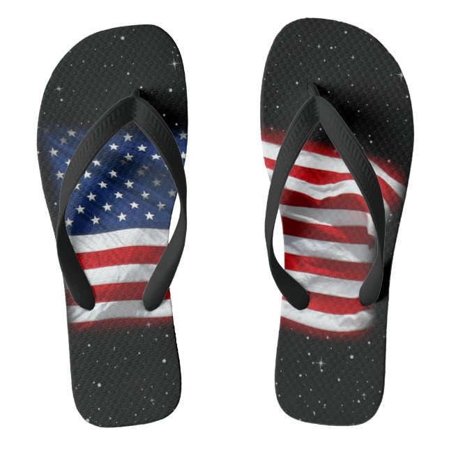 Stars and Stripes USA Patriotic American Flag Flip Flops (Footbed)