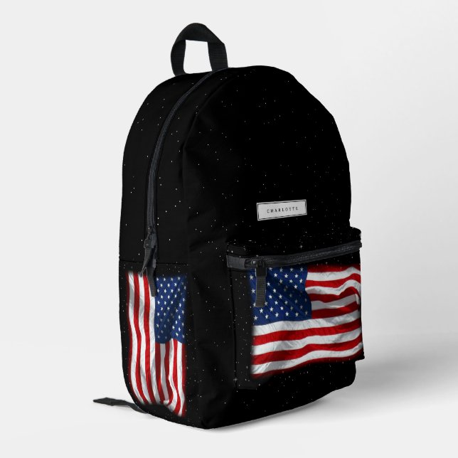 Stars and Stripes USA Patriotic American Flag Printed Backpack (Back Corner Left)