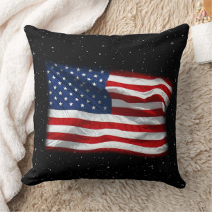Stars and Stripes USA Patriotic American Flag Throw Pillow