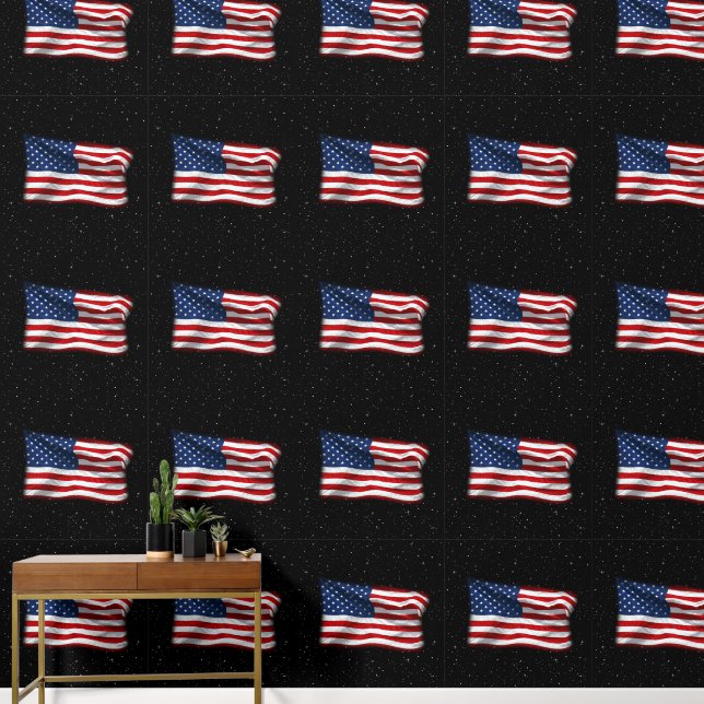 Stars and Stripes USA Patriotic American Flag Wallpaper (Hallway)
