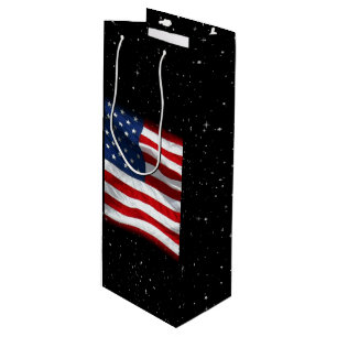 Stars and Stripes USA Patriotic American Flag Wine Gift Bag