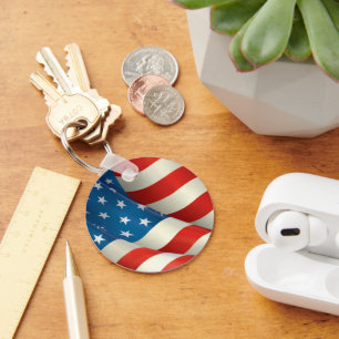 Stars and Stripes Waving U.S. Flag Keychain