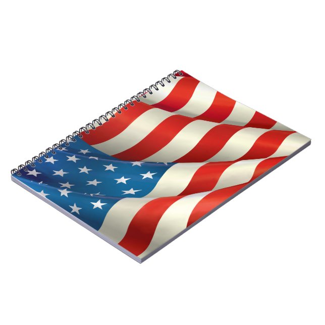 Stars and Stripes Waving U.S. Flag Notebook (Left Side)