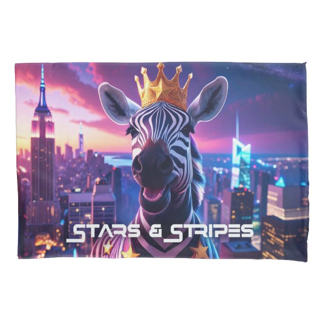 Stars And Stripes Zebra Zanzibar Pillowcase (Front-Left)