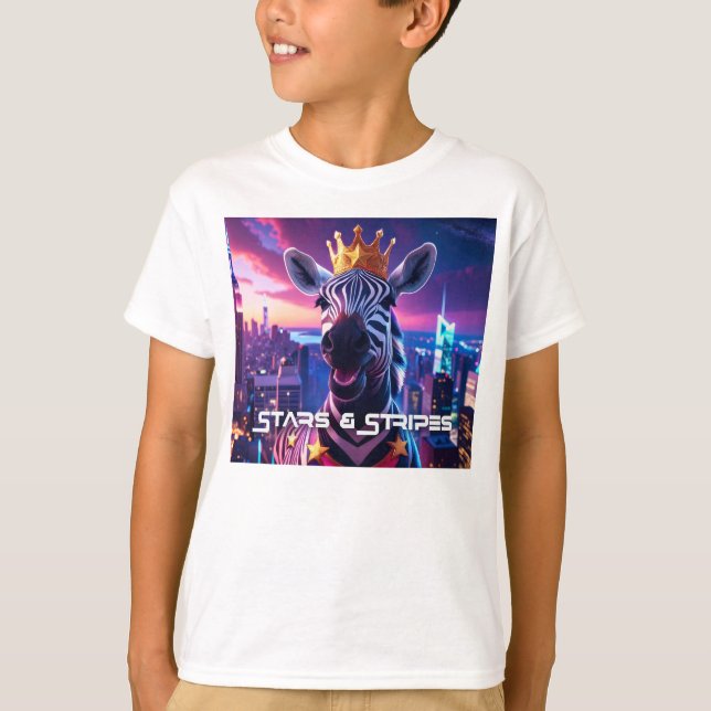 Stars And Stripes Zebra Zanzibar T-Shirt (Front)