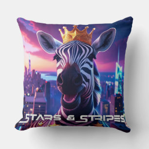 Stars And Stripes Zebra Zanzibar Throw Pillow