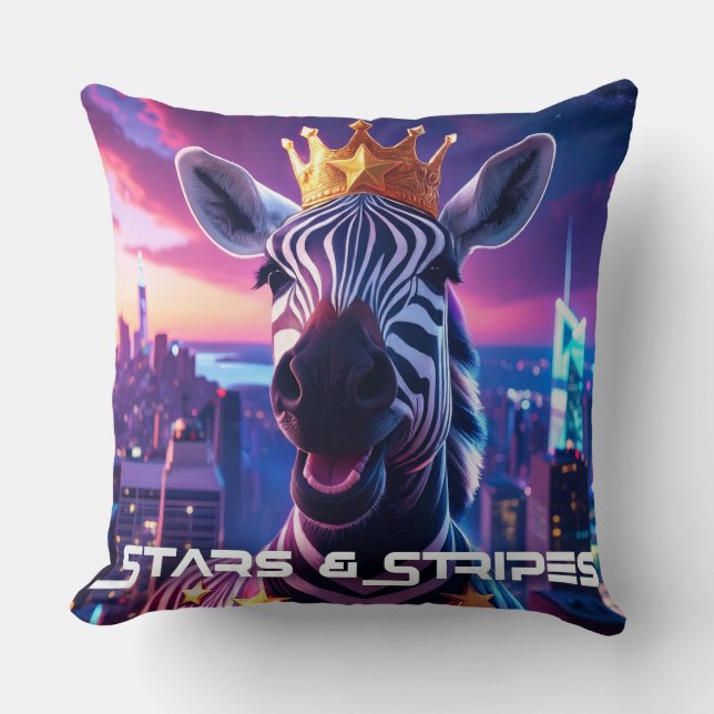 Stars And Stripes Zebra Zanzibar Throw Pillow (Front)