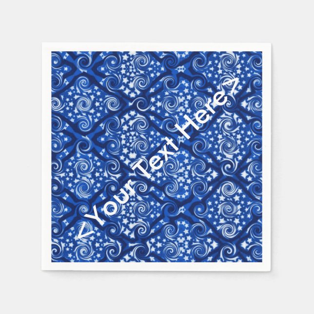 Stars and Swirls Blue Personalized Napkins (Front)