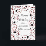 Stars and Swirls Father in law Birthday Card<br><div class="desc">Birthday card for father in law with a fun stars and swirls design in black and red and thoughtful verse.</div>