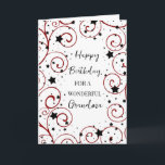 Stars and Swirls Grandma Birthday Card<br><div class="desc">Birthday card for grandma with a fun stars and swirls design in black and red and thoughtful verse.</div>