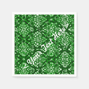 Stars and Swirls Green Personalized Napkins
