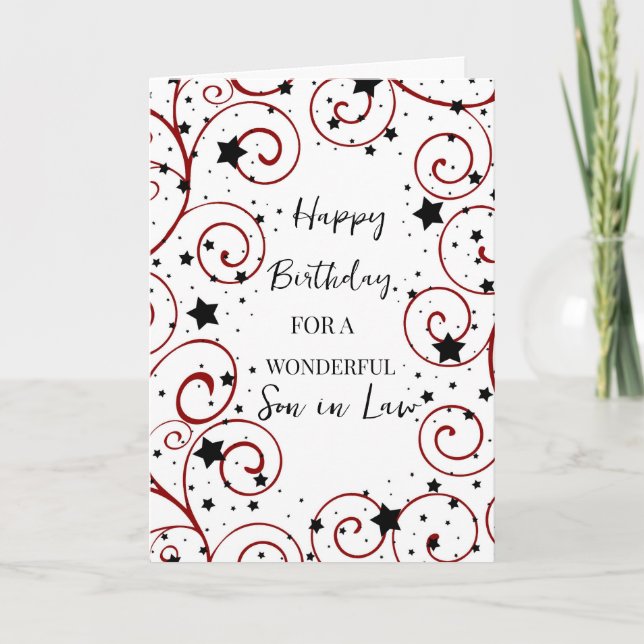 Stars and Swirls Son in Law Birthday Card (Front)