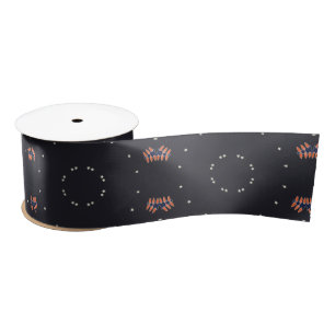 Stars And Unique Spaceship Pattern Satin Ribbon