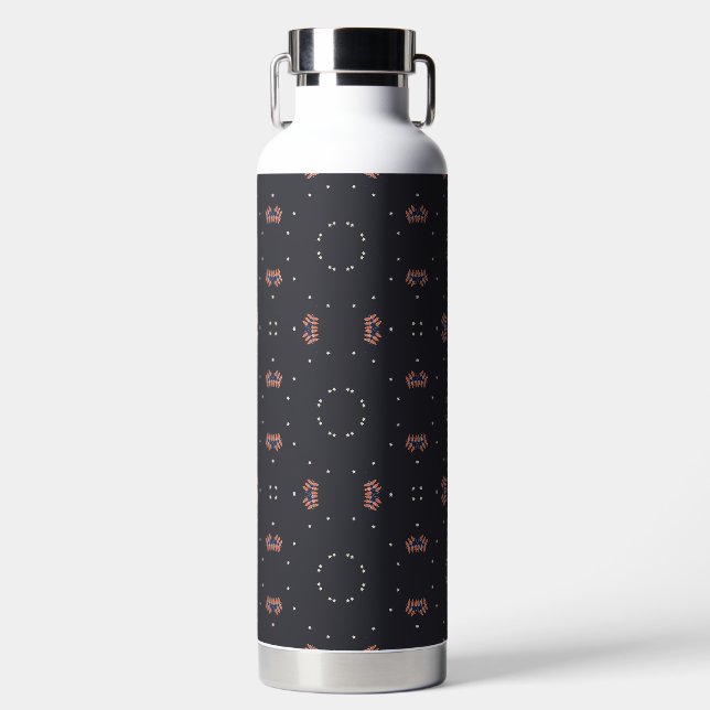 Stars And Unique Spaceship Pattern Water Bottle (Front)
