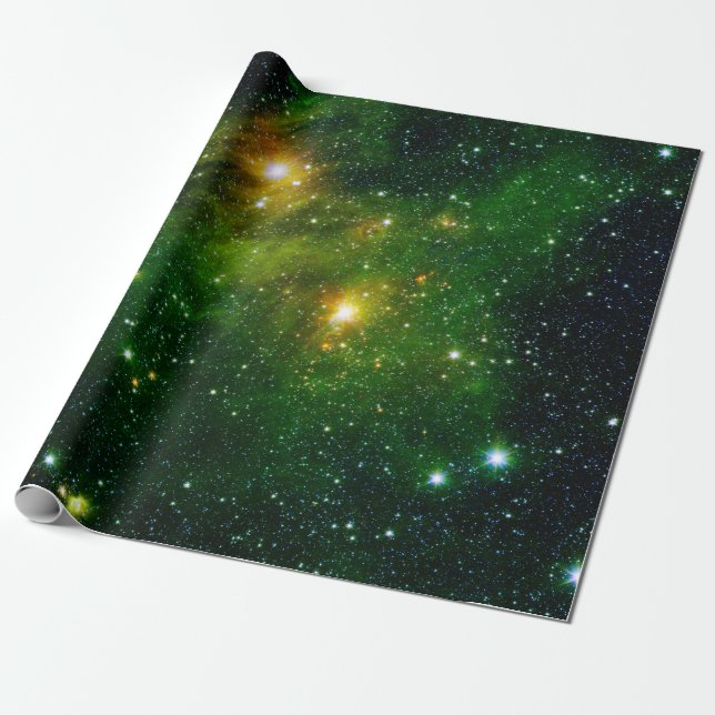 Stars Astronomy Green Sky Space NASA Wrapping Paper (Unrolled)