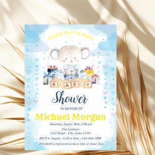 Stars, Baby Bear Presents Baby Shower Invitation