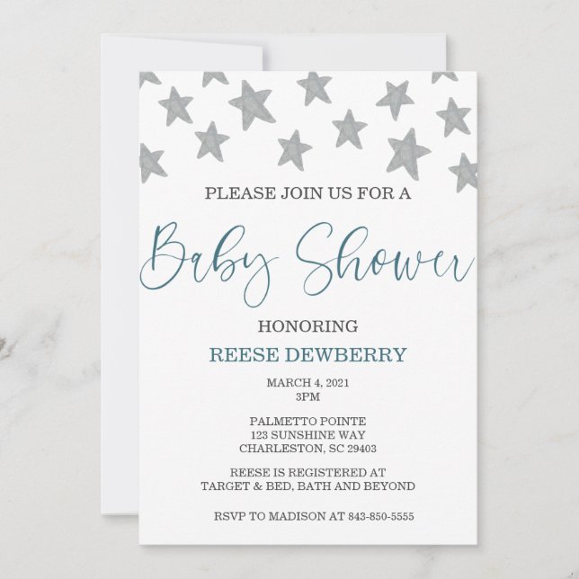 Stars Baby Shower Invite (Front)
