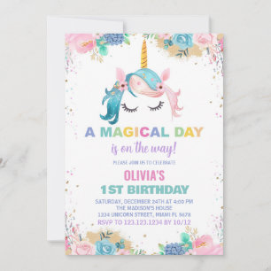 Stars Ballons Unicorn Invitations d'anniversaire