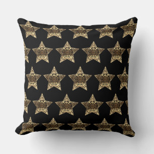Stars Black and Gold Elegant Christmas Pattern Throw Pillow