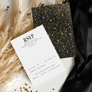 Stars Black and Gold Wedding RSVP Card