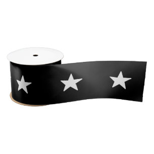 Stars black and white modern fun gift wrapping satin ribbon