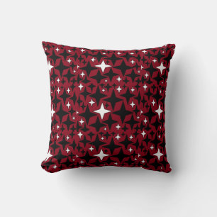Stars Black n White w Red Background Throw Pillow