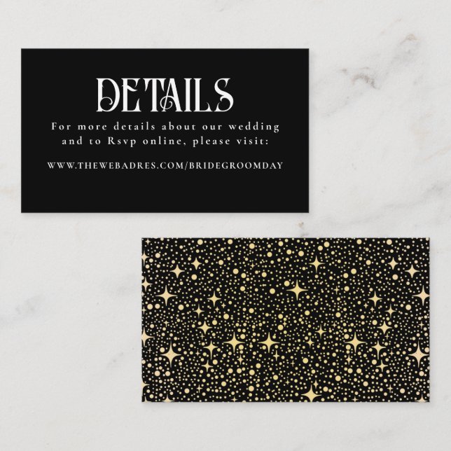 Stars Black Wedding Wedding Details Enclosure Card (Front/Back)