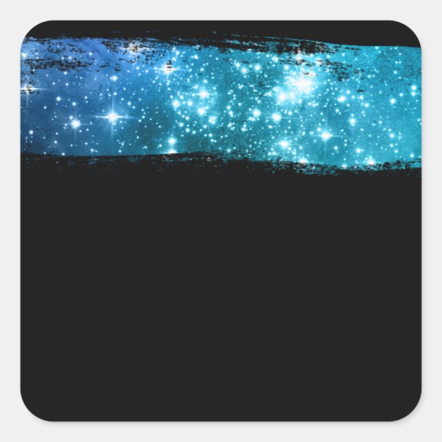 Stars Brush Stroke Blank Template, DIY, Black Square Sticker (Front)