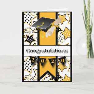 stars cap and diploma graduation card