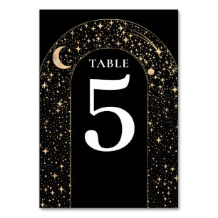 Stars célestes Mariage noir Carte Numéro de table