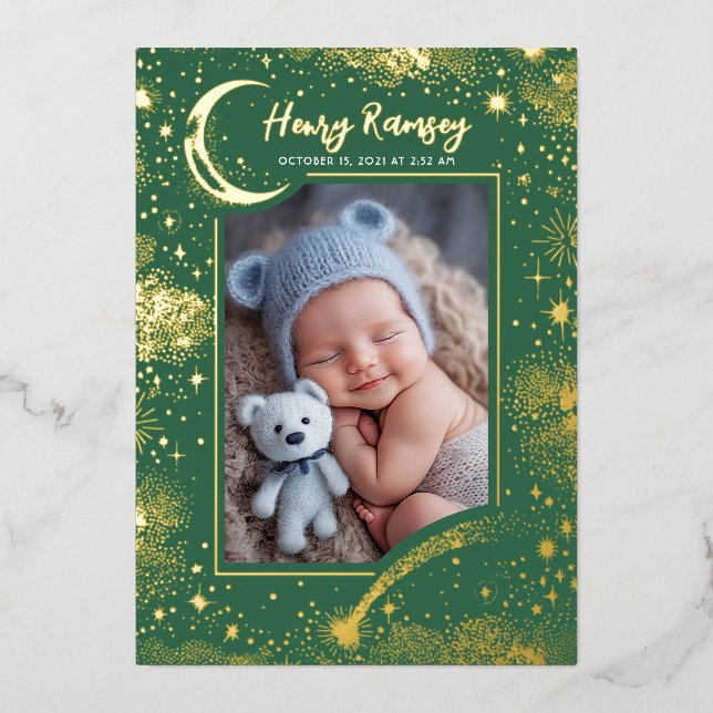 Stars Celestial Cute Green Newborn Photos Birth (Front)