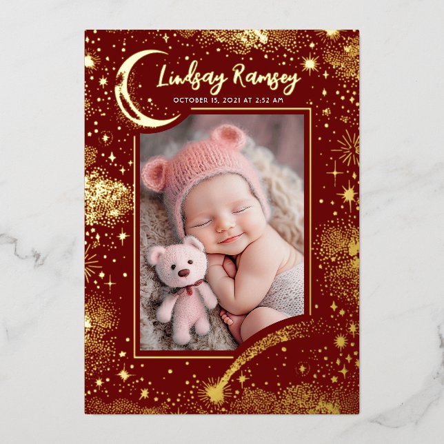 Stars Celestial Cute Red Newborn Photos Birth (Front)