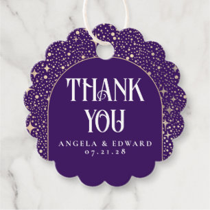 Stars Celestial Purple Wedding Thank You Favour Tags