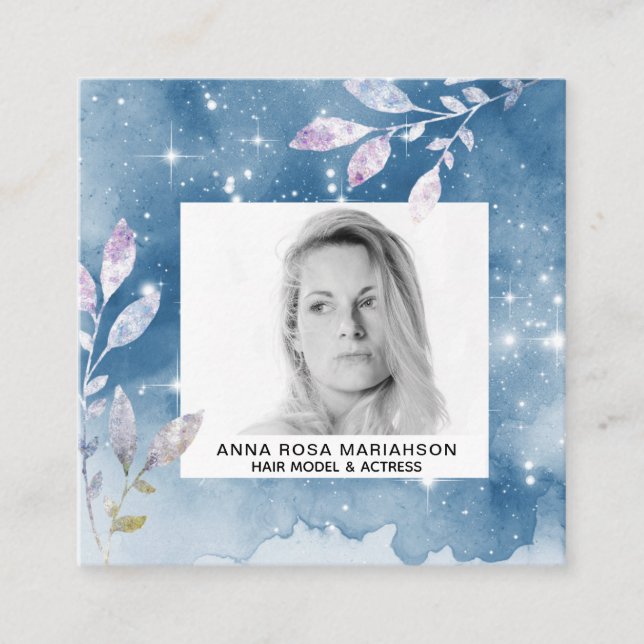 *~* Stars Chic Popular Hair Model Actress PHOTO Square Business Card (Front)