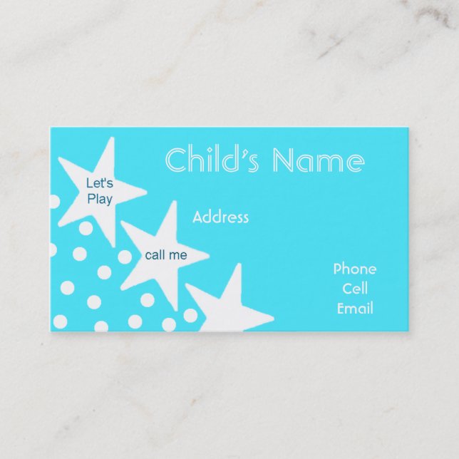 Stars Children's Calling Card (Front)