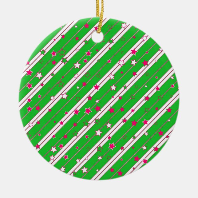 Stars Christmas design Ceramic Ornament (Front)