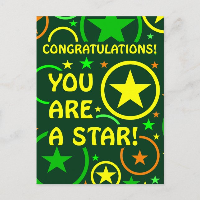 STARS & CIRCLES postcard - "Congratulations!" (Front)